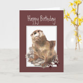 Carte Anniversaire, Épouse De Loutres Importante Animale (Fleur jaune)