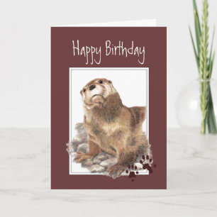 Carte Anniversaire, Épouse De Loutres Importante Animale