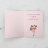 Carte Anniversaire espagnol Bouquet rose de fleurs (Intérieur)