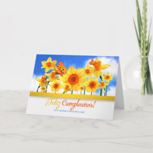 Carte Anniversaire espagnol Jardin de la jonquille et pa
