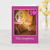 Carte Anniversaire espagnol pour fille de 10 ans avec fé (Fleur jaune)