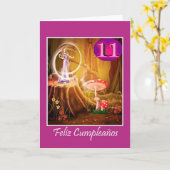 Carte Anniversaire espagnol pour fille de 11 ans avec fé (Fleur jaune)