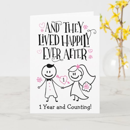 Carte Anniversaire, Et ils vécurent heureux éternellemen (Fleur jaune)