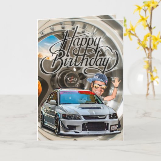 Carte anniversaire evo (Fleur jaune)