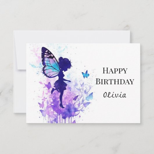 Carte Anniversaire Fairy Personnalisé Élégant (Devant)