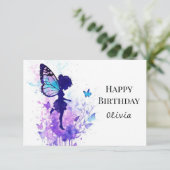 Carte Anniversaire Fairy Personnalisé Élégant (Debout devant)
