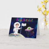 Carte Anniversaire fait sur commande d'astronaute de (Fleur jaune)