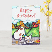 Carte Anniversaire fait sur commande de chien (Fleur jaune)
