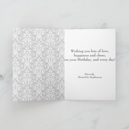 Carte Anniversaire fait sur commande de damassé d'image (Intérieur)