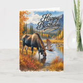 Carte Anniversaire Faune Sauvage de l'Orignal Rustique d (Devant)