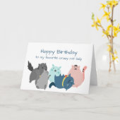 Carte Anniversaire Favori Crazy Cat Lady Funny Kittens (Fleur jaune)
