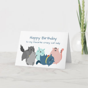 Carte Anniversaire Favori Crazy Cat Lady Funny Kittens
