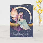 Carte Anniversaire Fée Violet Conte de Fée Aquarelle (Fleur jaune)