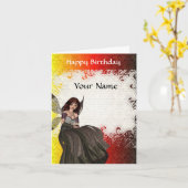 Carte Anniversaire féerique gothique mignon (Fleur jaune)