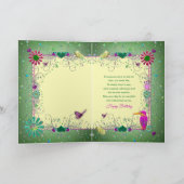 Carte Anniversaire Féminin Vert/Jaune Enchantant (Intérieur)