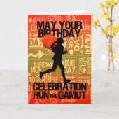 Carte Anniversaire Femme Coureur de sport thème (Fleur jaune)