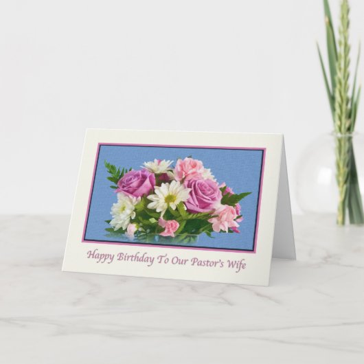 Carte Anniversaire, Femme du pasteur, Fleurs, Oiseaux (Devant)