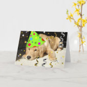 Carte Anniversaire fête Animal Golden Retriever (Fleur jaune)