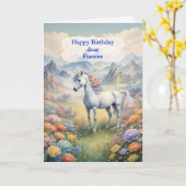 Carte Anniversaire Fiancee Licorne  (Fleur jaune)