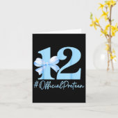 Carte Anniversaire Fille Bleue Coquette Bow 12 ans Offic (Fleur jaune)