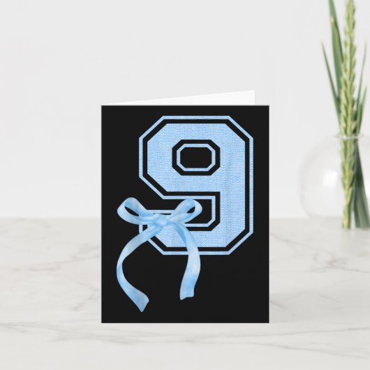 Carte Anniversaire Fille Bleue Coquette Bow 9 Anniversai (Devant)