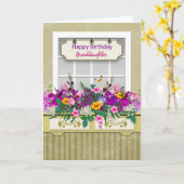 Carte Anniversaire, Fille, Boîte à fleurs sur la fenêtre (Fleur jaune)