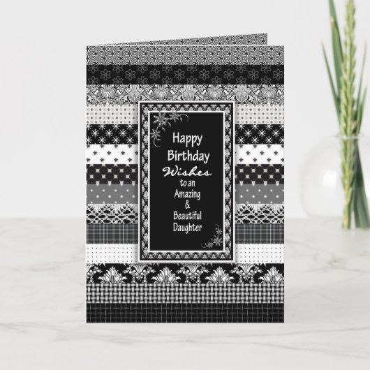 Carte Anniversaire, FILLE, Couches d'impression noir/bla (Devant)