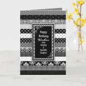 Carte Anniversaire, FILLE, Couches d'impression noir/bla (Fleur jaune)