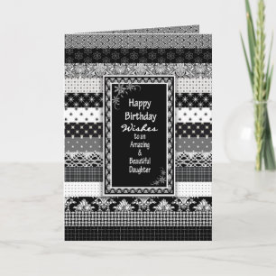 Carte Anniversaire, FILLE, Couches d'impression noir/bla