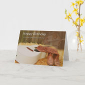 Carte Anniversaire, Fille de campagne, Guitare, Bottes o (Fleur jaune)