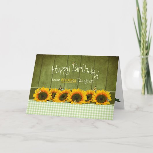 Carte Anniversaire - Fille - Fleurs de soleil et papillo (Devant)