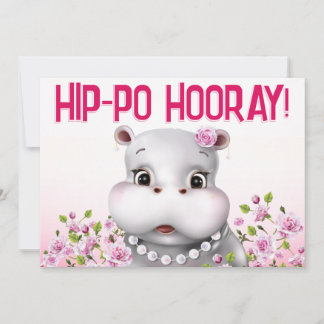 Carte Anniversaire Fille Hippopotame Rose