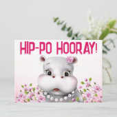 Carte Anniversaire Fille Hippopotame Rose (Debout devant)