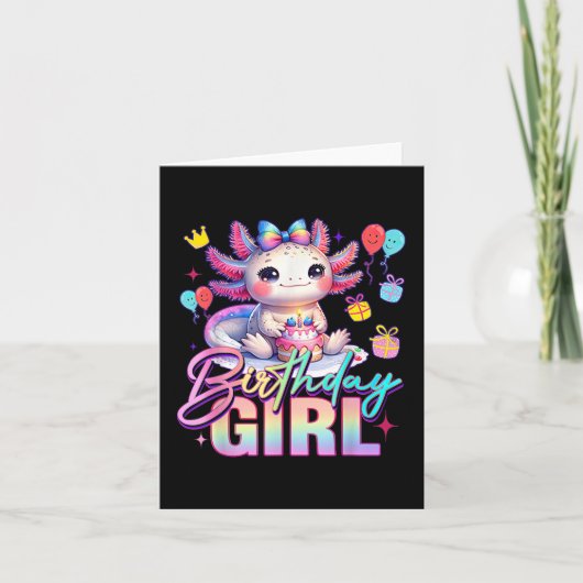 Carte Anniversaire fille mignonne Axolotl Anniversaire F (Devant)