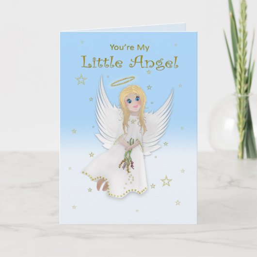 Carte Anniversaire, Fille, MON Petit Ange, Ange Blonde (Devant)