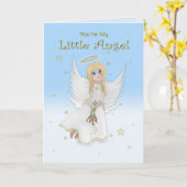 Carte Anniversaire, Fille, MON Petit Ange, Ange Blonde (Fleur jaune)
