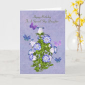 Carte Anniversaire, Fille pas, Papillons et Fleurs (Fleur jaune)