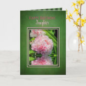 Carte Anniversaire, fille, pivoines roses et réflexions (Fleur jaune)