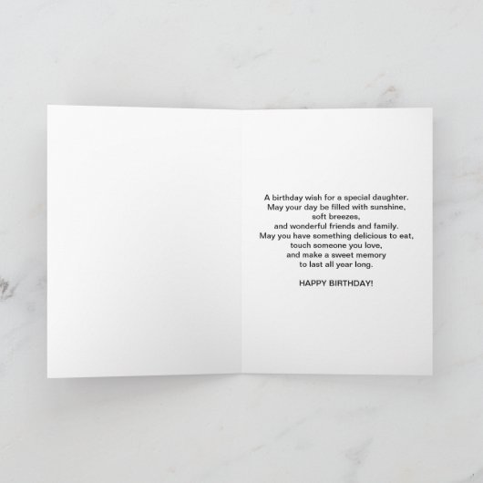 Carte Anniversaire, Fille, Plage, Collines, Oiseaux, Océ (Intérieur)