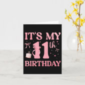 Carte Anniversaire Fille rose Coquette Bow 11 ans Aesth (Fleur jaune)