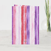 Carte Anniversaire Fille Rose Pâle Violet Rouge Rayures (Dos)
