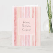 Carte Anniversaire Fille Rose Pêche Rayures (Devant)