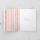 Carte Anniversaire Fille Rose Pêche Rayures (Intérieur)