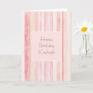 Carte Anniversaire Fille Rose Pêche Rayures