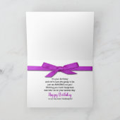 Carte Anniversaire, filleule, ZÈBRE, ARC de FUSCHIA (Intérieur)