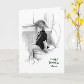 Carte Anniversaire : Fils à maman : Garçon sur potty, ré (Fleur jaune)