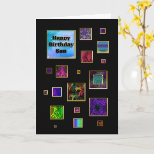 CARTE ANNIVERSAIRE - FILS - ABSTRAIT (Fleur jaune)