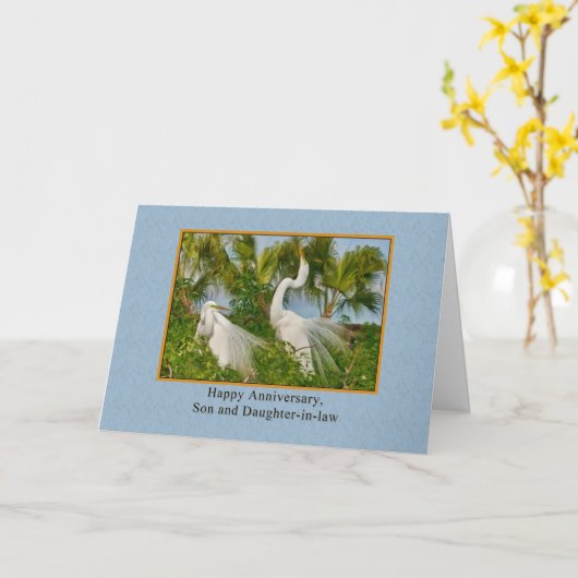Carte Anniversaire, Fils et Belle-fille, Grande Aigrette (Fleur jaune)