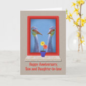 Carte Anniversaire, Fils et Belle-fille, Grues (Fleur jaune)