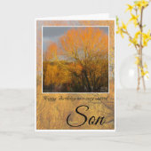 Carte Anniversaire, Fils Spécial, Arbres D'Hiver Ensolei (Fleur jaune)